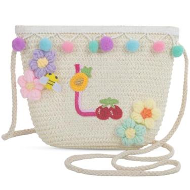 Imagem de Sacola feminina pequena de palha de palha para praia de verão 2025, bolsa de praia de palha de tecido para mulheres 2025 (G, branca), Branco