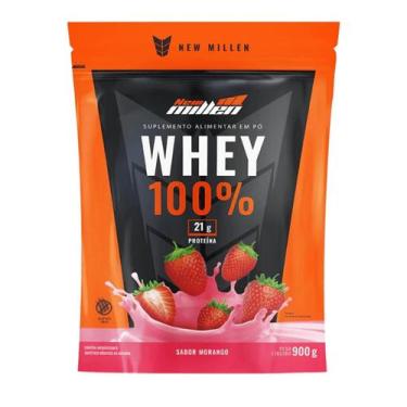 Imagem de New Millen Whey Protein 100 Refil 900g Morango