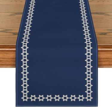 Imagem de Artoid Mode Caminho De Mesa Hanukkah Com Hexagrama, Estrela Davi, Decoração Judaica Para Festa Chanucá, Cozinha E Jantar, 13X72"