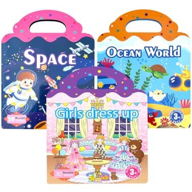 Imagem de BUTTIFFAIRY Livro De Adesivos Reutilizáveis, Pacote Com 3, Infantis, 89 Removíveis, Brinquedo Para Atividades, Presentes Educativos Aniversário Premium, Livros Criativos Bebês, Meninos E Meninas