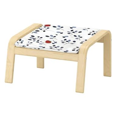 Imagem de Vepping Lude Substituição de capa de poltrona Pattened com forro acolchoado, serve para poltrona IKEA Poäng, 100% algodão, almofada não incluída (morango, apoio para pés tipo 1)