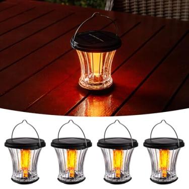 Imagem de OPOIRA Lanterna Solar De Vidro Opoira, Iluminação Externa À Prova D'Água, Chama Cintilante Com Design Modular, Liga/Desliga Automática, Lanternas Decorativas Suspensas Para Pátio, Jardim, Caminho, C