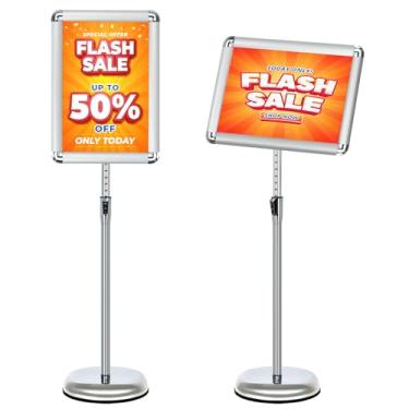 Imagem de VAIIGO Suporte De Sinalização Ajustável 11X17, Pedestal Para Pôster, Menu, Chão Resistente, Display Alumínio Igreja, Loja, Negócios, Preto