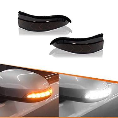 Imagem de ADIIL Luzes indicadoras de LED sequenciais de duas cores brancas/âmbar, sequenciais, luzes de seta dinâmicas para Toyota Avalon 2013-2018, Toyota Corolla 2014-2019, Toyota Prius C 2012-2019