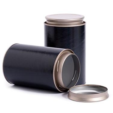 Imagem de Tianhui Latas Redondas Herméticas Para Pó De Matcha, Chá, Grãos Café, Estilo Moderno, Jarra Pequena Portátil Armazenamento (Preta, 2*Grande (91 X 150 Mm))
