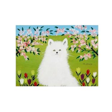 Imagem de Animais Pinturas Famosas Arte Parede-Fotos Lona para Sala de Estar-Gato branco-Pôster e Imprimir Decoração 60x80cm24x31in Sem Moldura