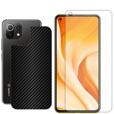 Imagem de Película Hidrogel + Adesivo Fibra De Carbono Para Xiaomi 11 Lite 5g Ne - Preta