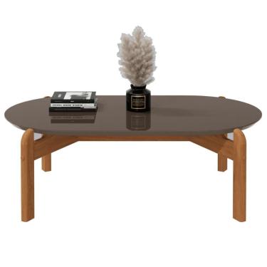 Imagem de Mesa De Centro Oval Colombo Cinza Perola Cedro