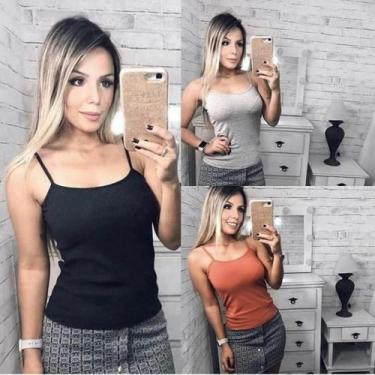 Imagem de Blusa  feminina canelada com bojo alça regata - propria 