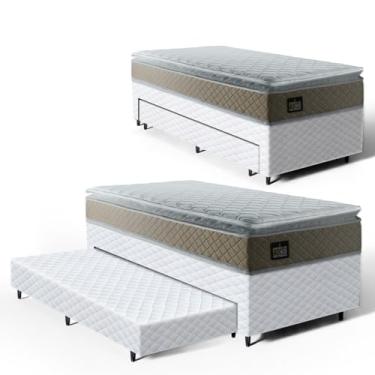 Imagem de Cama Box com Colchão de Espuma D45 Pillow Top Strong One Face + Auxiliar de Espuma Unique Solteiro 88cm