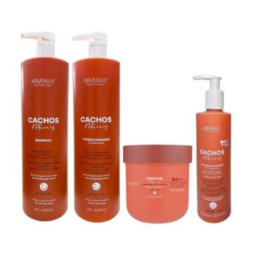 Imagem de Kit Arvensis Cachos Naturais - Shampoo 1L + Condicionador 1L + Máscara