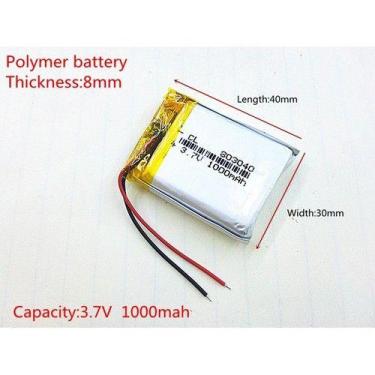 Imagem de Bateria Baba Eletronica 1000 Mah 3,7v  2 Fios  8x40x30 - bgb