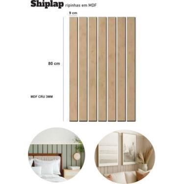 Imagem de Kit 30 un Ripas Cruas 80x9 cm MDF Madeira Ripado Shiplap Painel decora