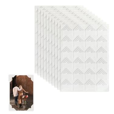 Imagem de 240 peças de cantos brancos autoadesivos, cantos de montagem de fotos sem ácido para scrapbooking, adesivos de fotos para álbuns de recortes faça você mesmo, molduras para fotos, suprimentos de diário