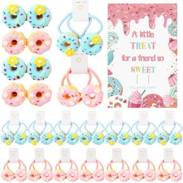 Imagem de Yuxung 20 Sets Summer Donut Party Gifts Bulk Doughnut Head Hair Ties Bands Doughnut Hair Clips So Sweet Appreciation Accessories Friendship Card for Girls Women Birthday Baby Shower Party Decorations