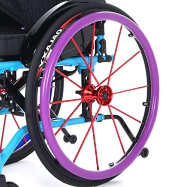 Imagem de 1 par de capas de aro para cadeira de rodas, capa antiderrapante resistente ao desgaste para cadeira de rodas, capa protetora de anel de pressão para cadeira de rodas, acessórios para cadeira de rodas para melhorar a aderência e tração (61 cm, roxo)
