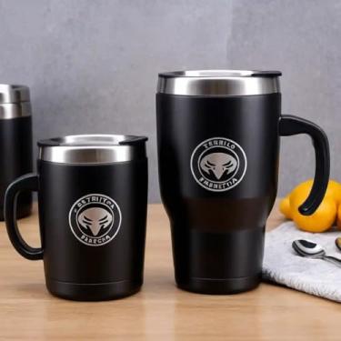 Imagem de Caneca Térmica Parede Dupla em Aço Inox Preta 1000ml com Tampa Hermética - Estilo Com Logo