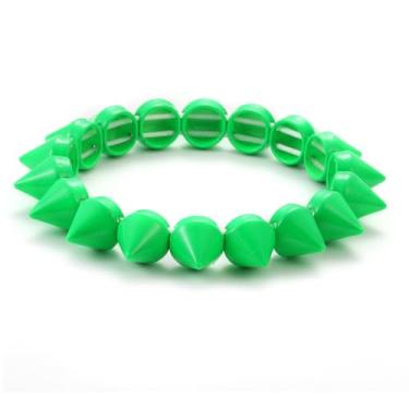 Imagem de Xanight Pulseira elástica pontiaguda, punho estilo punk arco-íris neon, 15 cm, liga metálica, Medium, Zinco, Sem Pedra Preciosa