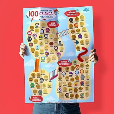 Imagem de Pôster Raspadinha 100 Coisas que Toda Criança Precisa Fazer Presente Quadro Decoração Infantil Metas - Sem Moldura