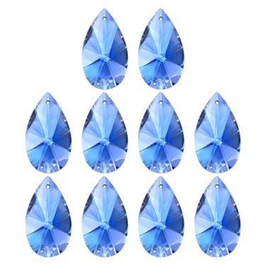 Imagem de PATIKIL Pingentes de cristal K9, contas em gota, pacote com 10 peças de prismas de lustre de 38 mm, contas penduradas, lâmpada faça você mesmo para decoração de artesanato, azul claro