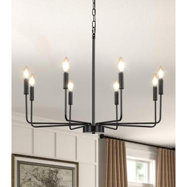 Imagem de AFQEJG Lustre Moderno De Fazenda Com 8 Luzes Para Sala Jantar, Luminária Pendente Entrada, Teto, Hall Entrada