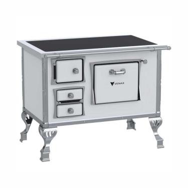 Imagem de Fogão A Lenha N° 02 Venax Premium Gii Branco Chapa Vitrocerâmica Saída Direita Sem Tampa