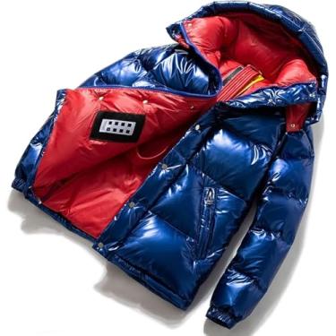 Imagem de Casaco De Inverno Engrossado Brilhante Masculino Jaqueta Puffer Com Capuz Estofamento Quente Brilhante Neve Jaquetas Outwear, Blue, M