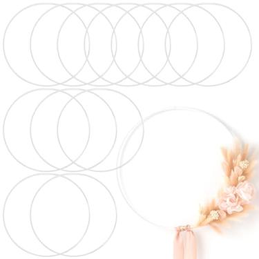 Imagem de MJRASG Pacote Com 12 Argolas Florais De 18" Anéis Metal Para Artesanato, Guirlanda Macramê, Apanhador Sonhos, Guirlandas Velas Diy, Pés, Brancas