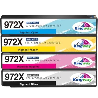 Imagem de Cartucho de tinta remanufaturado Kingway para HP 972A 972 Funciona com HP Pagewide 377dw, 377dn, Pro 452dn 452dw 477dn 477dw 577dw Pro 552dw impressora (pacote com 4)