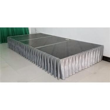 Imagem de Saia de mesa plissada branca, cortinas para cenário de casamento, toalhas de mesa, cobertura de mesa, palco de casamento para festa de evento, prata, A30cm x C300cm