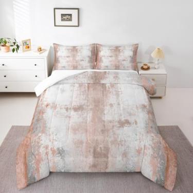 Imagem de Erosebridal Conjunto de edredom de lona, solteiro, desenho abstrato, para crianças, meninos, meninas, pintura a óleo, retrô, grunge, tie-dye, laranja, branco, macio, todas as estações