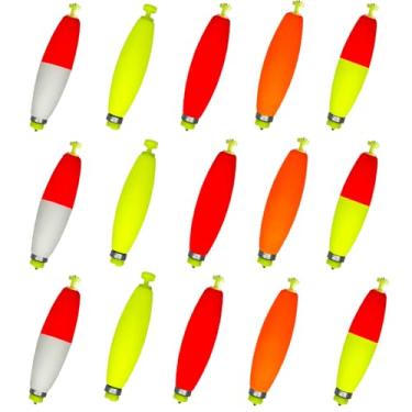 Imagem de Boias de pesca com 15 peças, espuma de EVA, boias pesadas de encaixe, flutuadores multicoloridos, água salgada para robalo, truta (B: 15 peças boias de EVA)