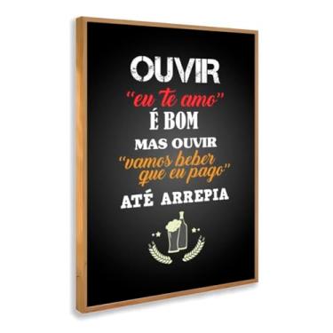 Imagem de Quadro Decorativo Frase Beber Eu Pago Estampa Divertida Bar Cerveja Preto Branco Criativo Humor Parede Com Moldura