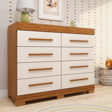 Imagem de Cômoda Infantil 8 Gavetas 100% Mdf 111,70cm X 100,50cm Brincare Espresso Móveis Cinamomo/Off White