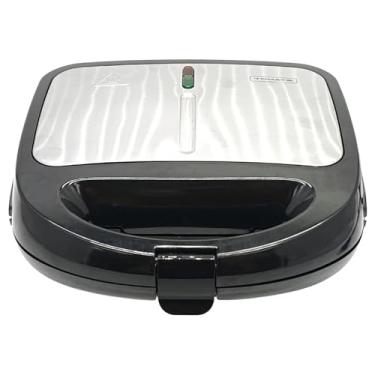 Imagem de Sanduicheira e Grill Elétrica Antiaderente Preto 3 em 1 127V, 220V 850W Compacta e Versátil (Preto 127V)