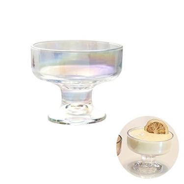 Imagem de Conjunto de copos de sorvete de vidro transparente - pacote com 6 tigelas pequenas com pedestal frutas sobremesa salada 227 g pratos trifle 9,9 cm copos de vidro de boca larga com suporte (colorido)