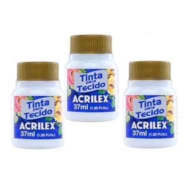 Imagem de Kit Com 3 Tintas para Tecido com Glitter Acrilex 37ml – Brilho Intenso, Alta Cobertura e Fixação a Frio para Suas Criações acabamento cintilante, alta cobertura e durabilidade superior, sendo ideais para customização de roupas, acessórios, peças decorativas e projetos artísticos em geral. (Cristal 2