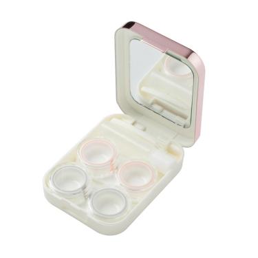 Imagem de Estojo porta lentes Cromado + Pinça e Ventosa Rosa