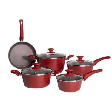 Imagem de Jogo de Panelas Antiaderente Ceramic Life 5 Peças c/ Indução Vermelho 