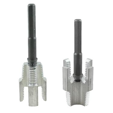 Imagem de TAODAN Conjunto de ferramentas de corte de rosca de tubulação de duas funções de aço de liga de prata de 1/2 e 3/10.2 cm para reparo de encanamento, projetos faça você mesmo, instalação de conduíte