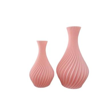 Imagem de Kit 2 Vasos Decorativos em Espiral Impressão 3D (Rosa Bebe)