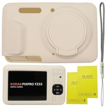 Imagem de SZHSYJY Capa para acessórios Kodak PIXPRO FZ55, FZ55, capa protetora de silicone macio, capa de lente removível, vem com 2 protetores de tela e 1 alça de pulso. (branco misto)