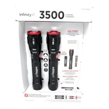Imagem de Infinity X1 Lanterna de alimentação dupla de 3500 lúmens, pacote com 2 – LED de alto desempenho, recarregável ou alimentada por alcalina, 4 modos de luz, carregamento USB-C, inclui baterias e cabos