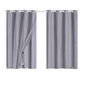 Imagem de Cortina Blackout Blecaute com Voil Liso 1 Parte (1,40m x 1,80m)(Cinza)
