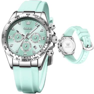 Imagem de OLEVS Relógios femininos pequenos de diamante de luxo - pulseira de aço inoxidável, vestido de negócios à prova d'água, analógico, luminoso, relógios femininos, relógio feminino todo azul, relógio