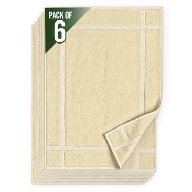 Imagem de Pearl Linens Pacote com 6 tapetes de banho de algodão laváveis 45 x 63 cm - Conjunto de tapetes de banheiro macios e absorventes, não tapetes de banheiro após o chuveiro, tapete de banheira felpudo
