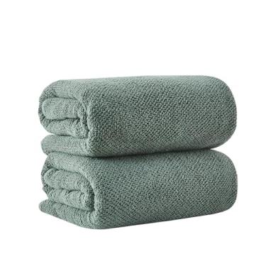Imagem de Lençóis de banho verdes - 100% algodão extragrande pacote com 2 toalhas 68x35 extra grande - absorvente, secagem rápida, toalha de banho grande durável para decoração de banheiro
