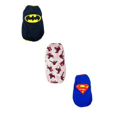 Imagem de Kit 3 Camisetas Pet Super Heróis Tamanho P
