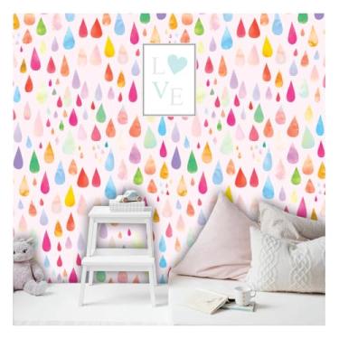 Imagem de Papel de Parede Decorativo, Infantil Chuva Colorida, Cromo Sign