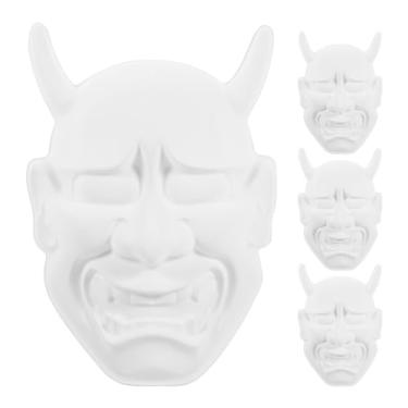 Imagem de Garneck Pacote com 4 máscaras em branco, faça-você-mesmo, máscaras Oni sem pintura para crianças, adultos, Halloween, cosplay, festas e festivais